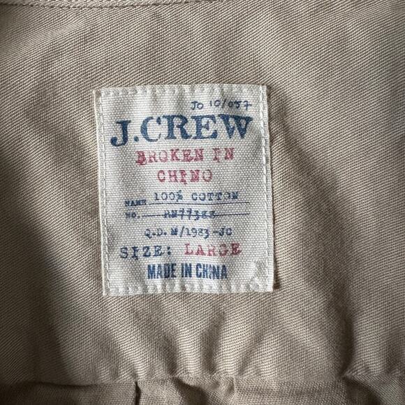 J Crew Broken in Chino Mens L shirt Khaki 100% Cotton VINTAGE GORPCORE preppy - Picture 7 of 10